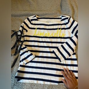 Loft “Limocello” 3/4 sleeve cotton shirt.